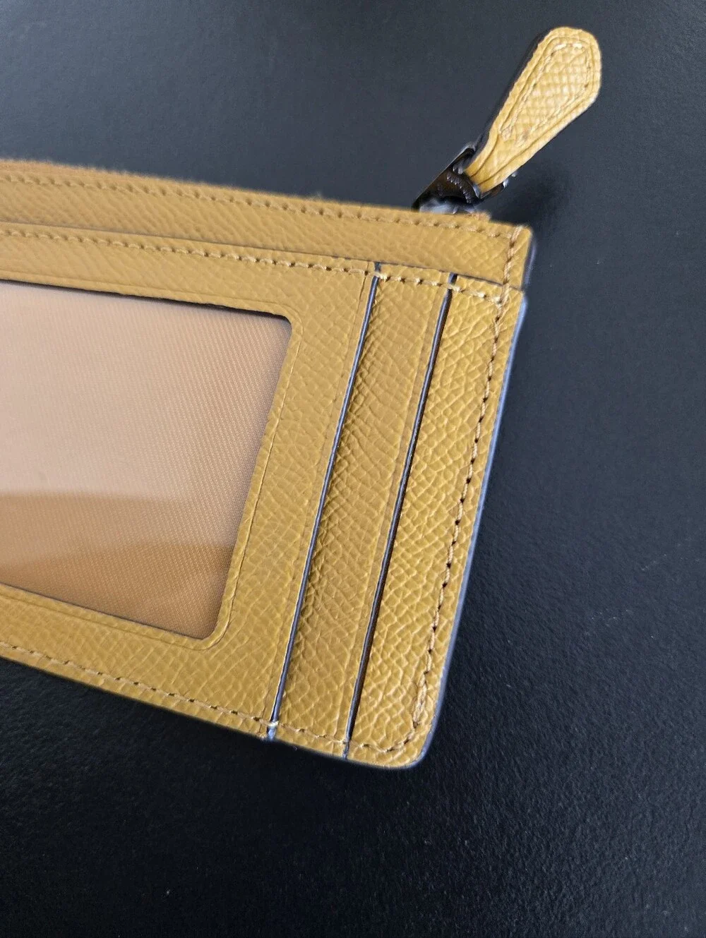 Coach Mustard Yellow Leather Zip Card Wallet